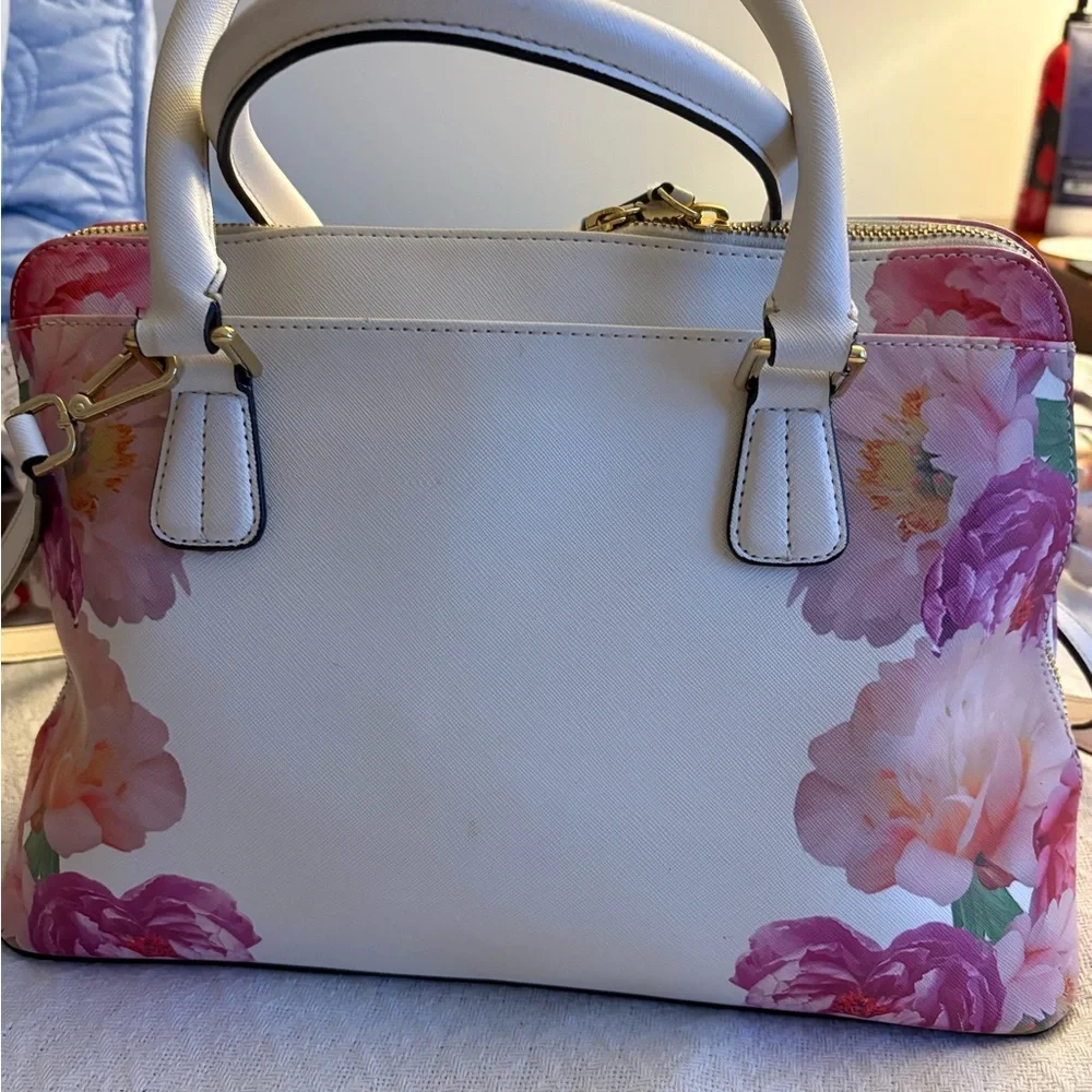 Calvin Klein Collection White and Pink Floral Satchel - Picture 5 of 16